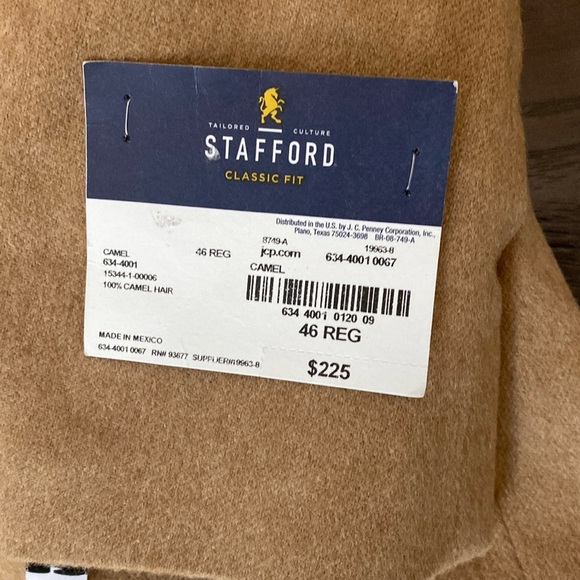 New with Tag Stafford 100% Camel Hair 2 button 2 vents Sport Coat Jacket 48 L - Picture 9 of 14